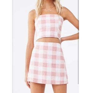Plaid Mini Skirt and Cropped Cami 2 Piece Set